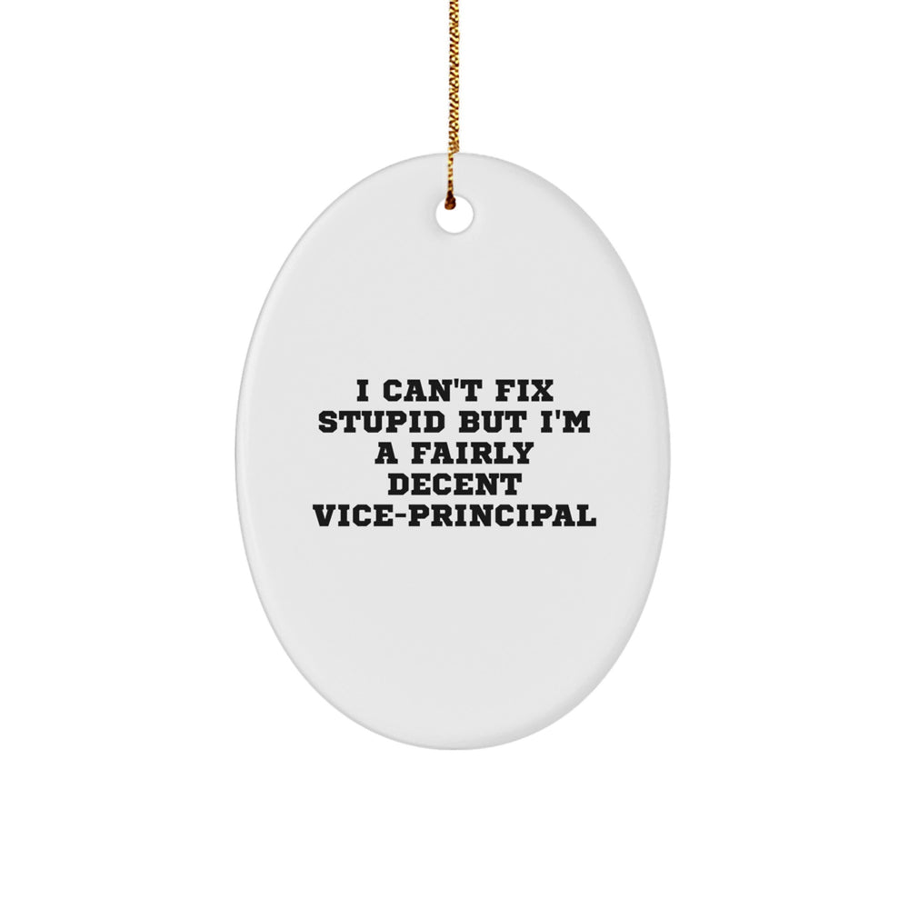 Funny Vice-principal Gifts for Men - Oval Ornament from Friends with I Can't Fix Stupid Quote, Vice-principal Christmas Unique Gifts - Image 1