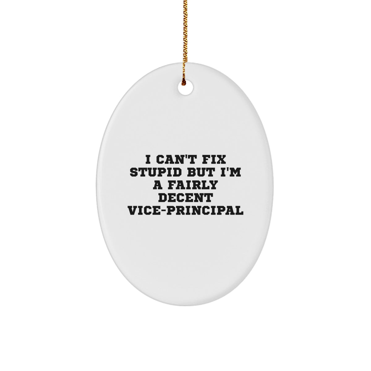 Funny Vice-principal Gifts for Men - Oval Ornament from Friends with I Can't Fix Stupid Quote, Vice-principal Christmas Unique Gifts - Image 1