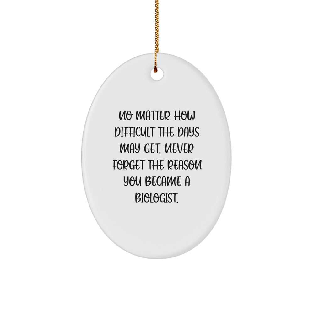 Funny Biologist Gifts for Men, Oval Ornament with Inspirational Quote, Unique Christmas Memorable Presents from Friends - Image 1