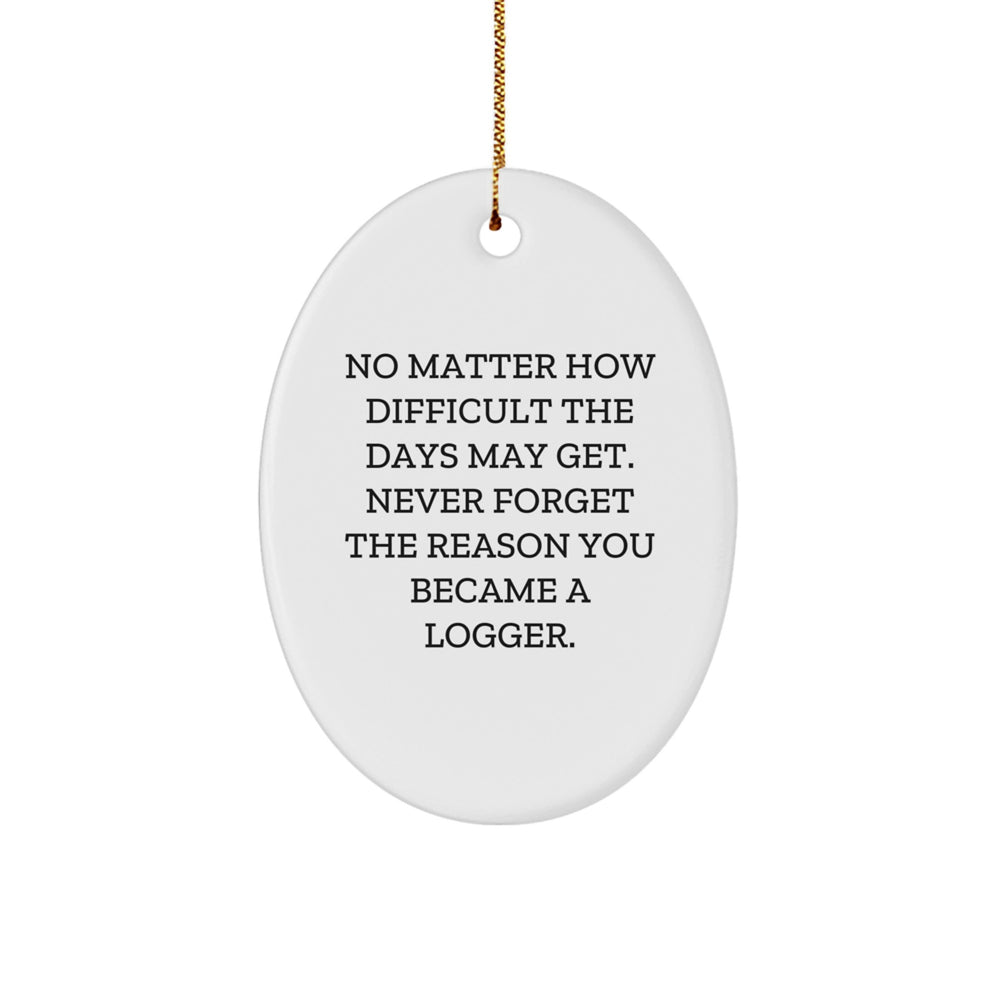 Funny Logger Christmas Unique Gifts from Men to Friends, Logger Oval Ornament with Inspirational Quote, Unique Presents for Logger - Image 1