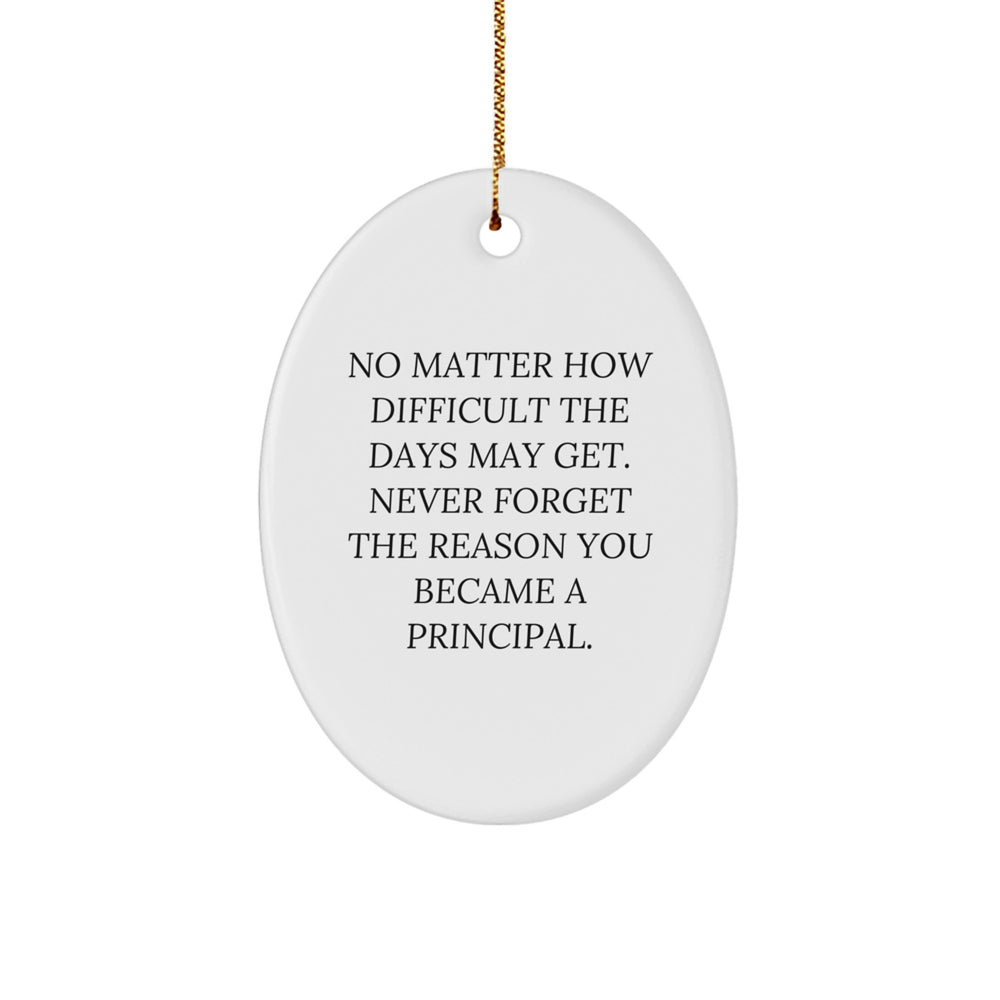Funny Principal Gifts, Oval Christmas Ornaments for Men - Never Forget The Reason You Became A Principal - Gifts from Friends to Family - Image 1
