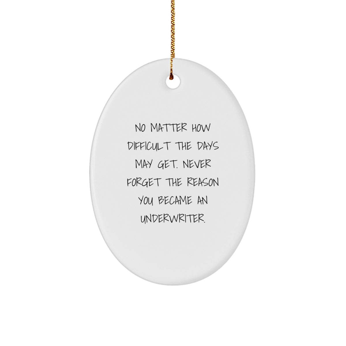 Underwriter Oval Ornament Gifts for Men, Funny Christmas Unique Gifts from Friends or Family, Inspirational Quote for Underwriter - Image 1