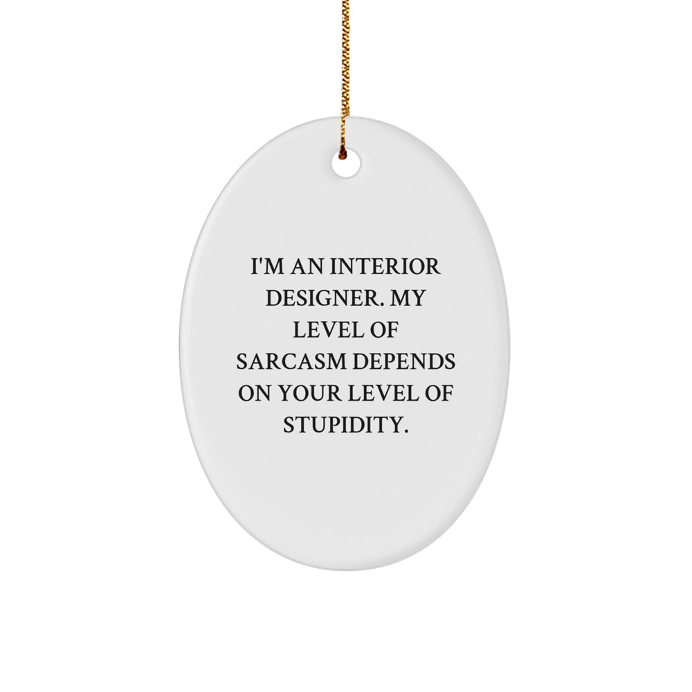 Funny Christmas Unique Gifts from Friends and Family to Interior Designer, Oval Ornament with Sarcasm, Interior Designer Gifts for Women - Image 1