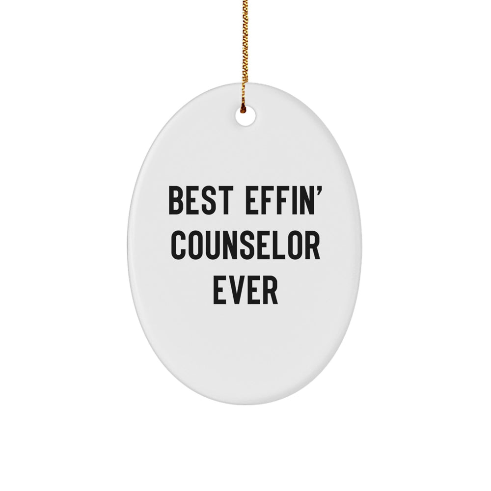 Funny Counselor Gifts from Men for Best Effin' Counselor Ever Oval Ornament, Christmas Unique Gifts for Coworkers, Family - Image 1