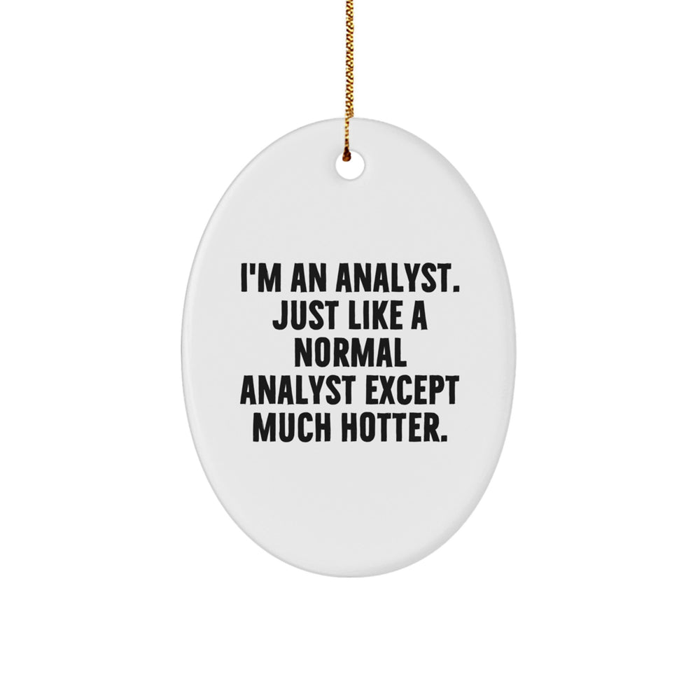 Fun Analyst Gifts, I'm An Analyst. Just Like A Normal Analyst Except Much Hotter., Oval Ornament, Christmas Unique Gifts from Friends - Image 1