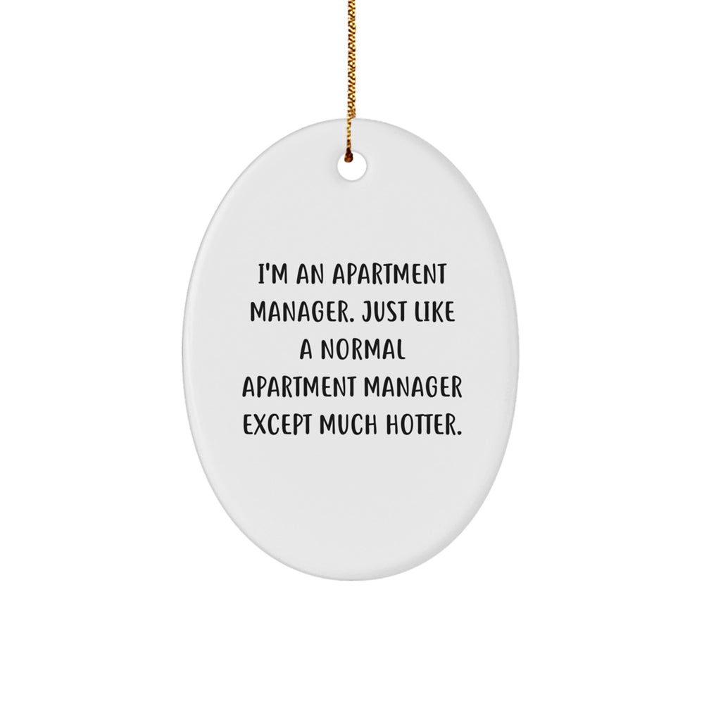 Funny Apartment Manager Gifts from Friends - I'm An Apartment Manager. Just Like A Normal Apartment Manager Except Much Hotter. - Oval Ornament for Christmas - Image 1