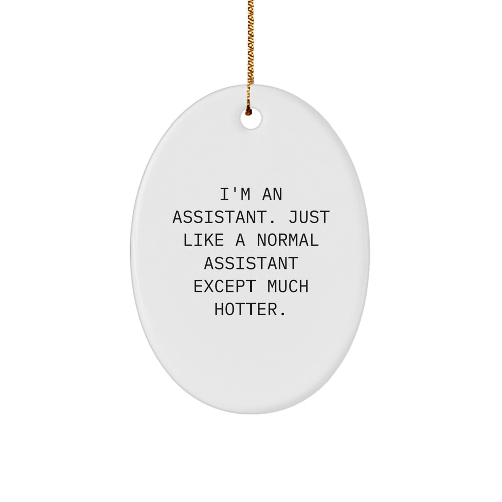 Funny Assistant Gifts for Men Oval Ornament, 'I'm An Assistant... Much Hotter', Christmas Unique Gifts from Friends - Image 1