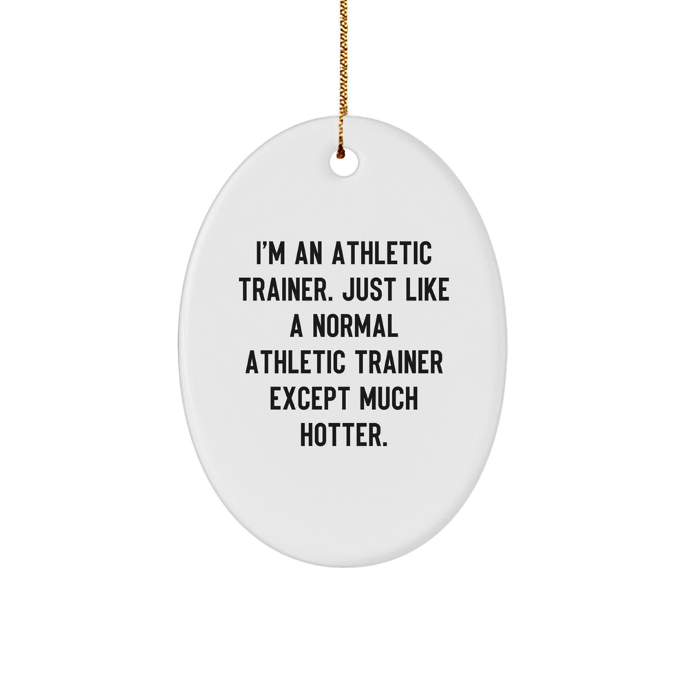 Gifts from Friends for Athletic Trainers - I'm An Athletic Trainer. Just Like A Normal Athletic Trainer Except Much Hotter. Oval Ornament, Christmas Unique Gifts - Image 1