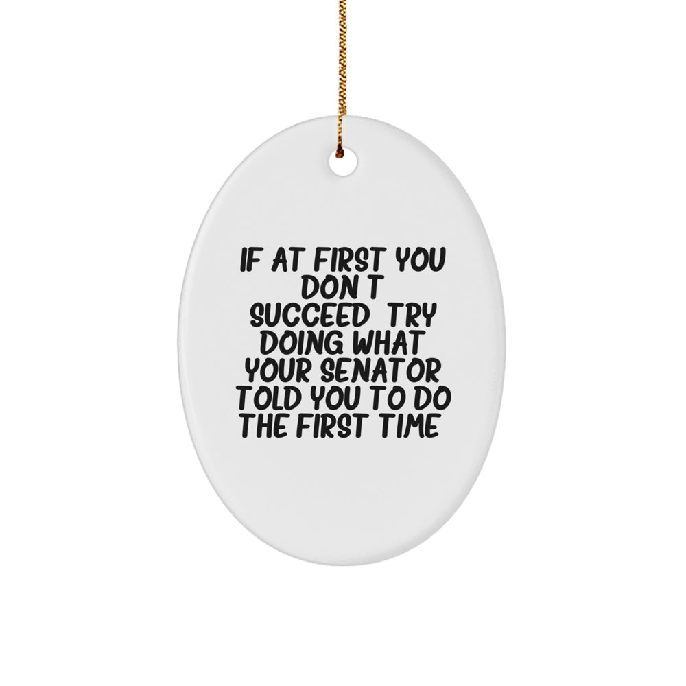 Funny Senator Oval Ornament Gifts from Friends, Senator Christmas Unique Gifts, Oval Shaped Ornament for Senator Fans - Image 1