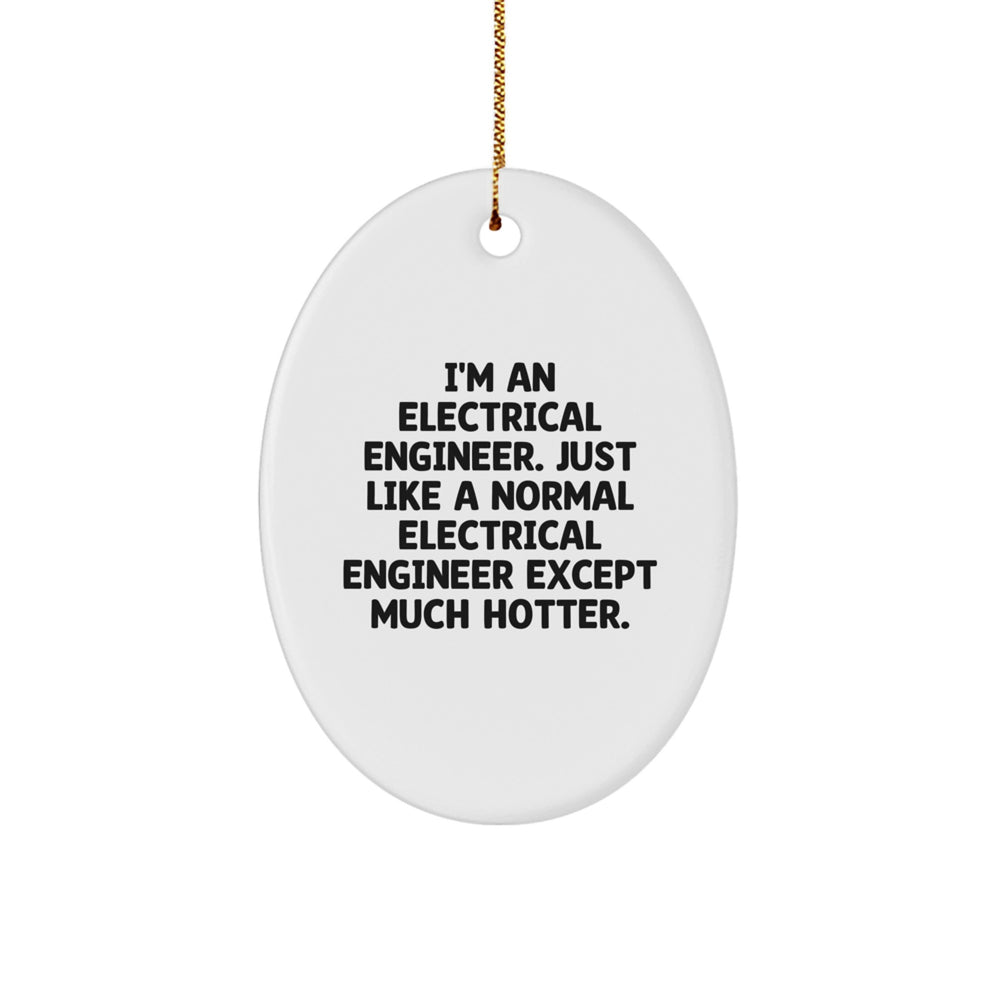 Electrical Engineer Gifts from Friends - I'm An Electrical Engineer. Just Like A Normal Electrical Engineer Except Much Hotter. Christmas Oval Ornament for Men, Women, or Coworkers - Image 1