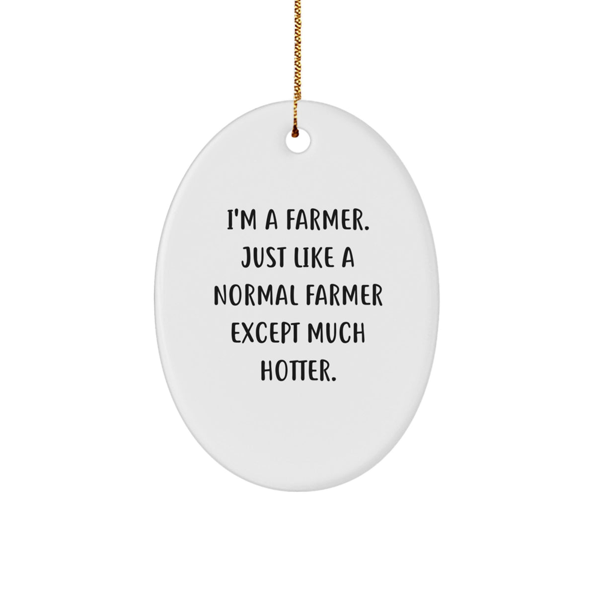 Funny Farmer Gifts for Men, Oval Ornament, 'I'm A Farmer. Just Like A Normal Farmer Except Much Hotter.' Christmas Unique Gifts from Friends - Image 1