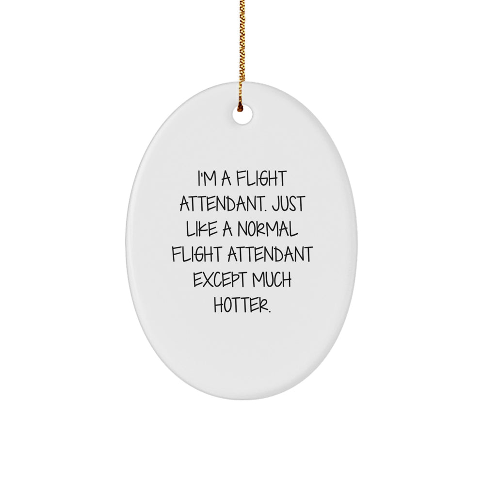 Flight Attendant Gifts from Friends, Unique Oval Ornament with Funny Quote, Christmas Decorations for Women, Men, Coworkers, Family - Image 1