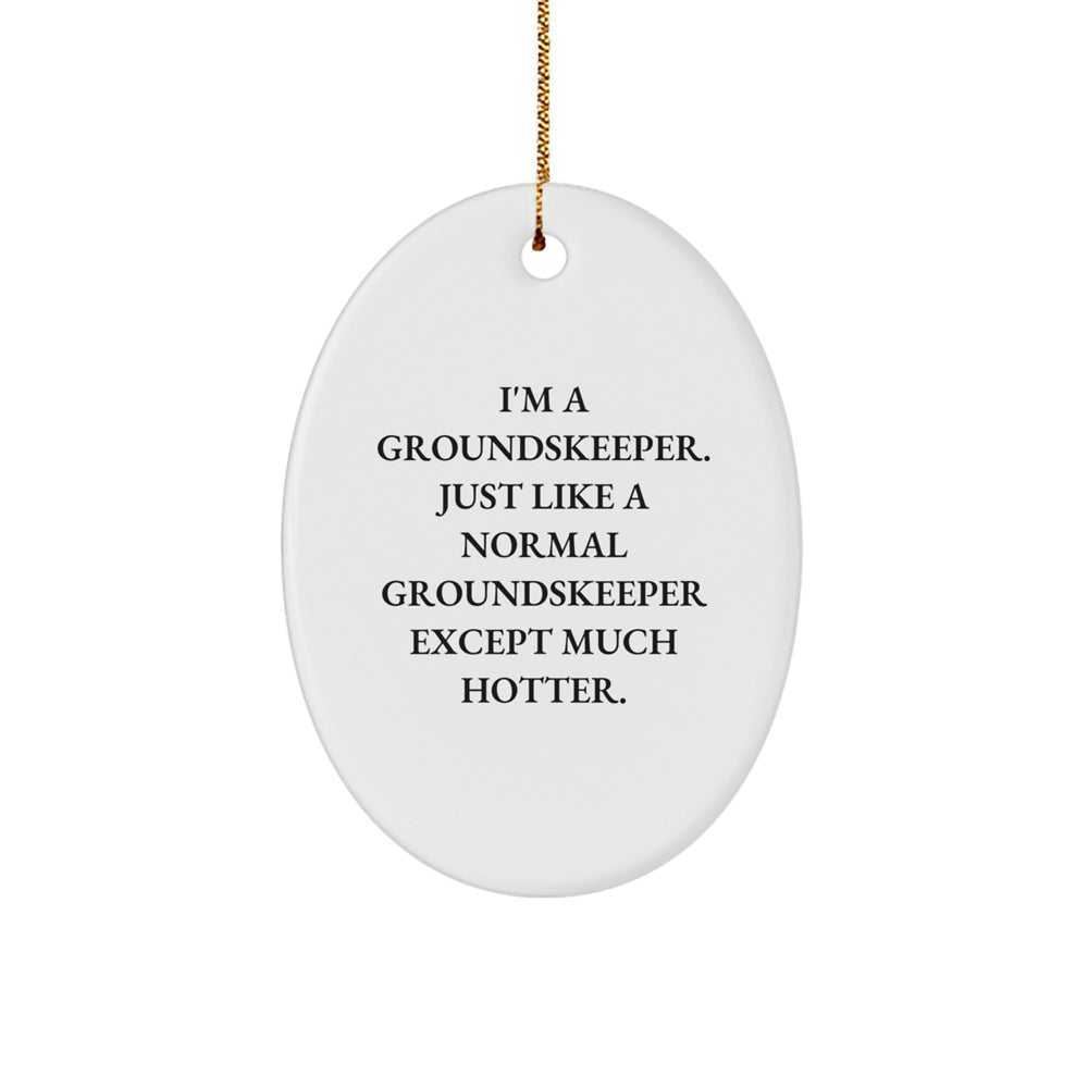 Funny groundskeeper Gifts, I'm a groundskeeper, Just Like a Normal groundskeeper Gifts from Friends, Christmas Oval Ornament for groundskeeper, Men, or Women - Image 1