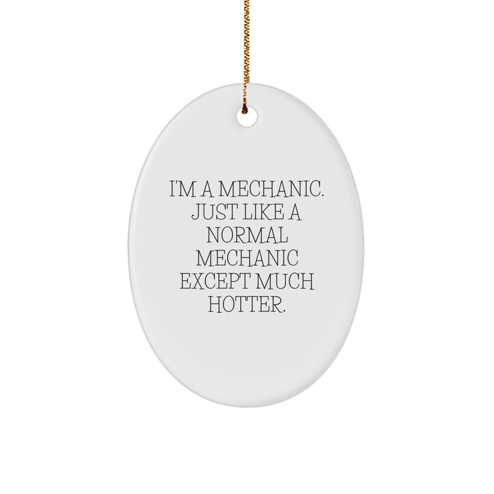 Funny Mechanic Gifts for Men - 'I'm A Mechanic...' Oval Ornament from Friends & Family - Image 1