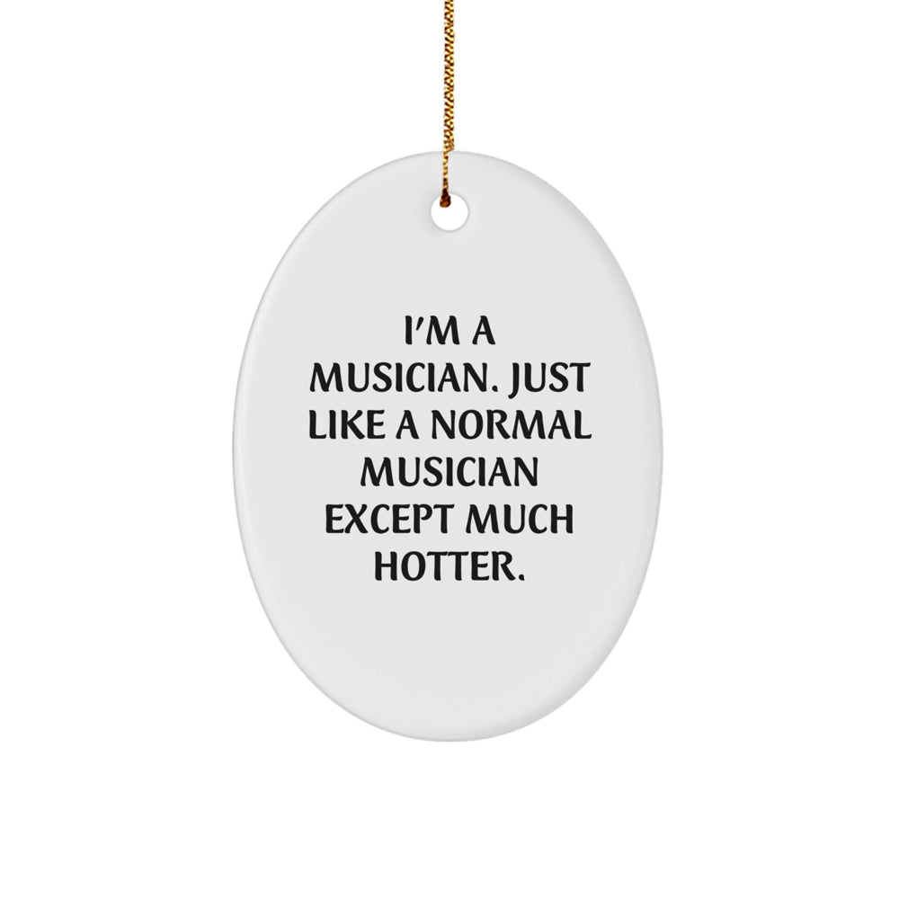 Hot Musician Gifts for Men, I'm A Musician. Just Like A Normal Musician Except Much Hotter., Oval Ornament, Christmas Unique Gifts from Friends, Family, or Coworkers - Image 1
