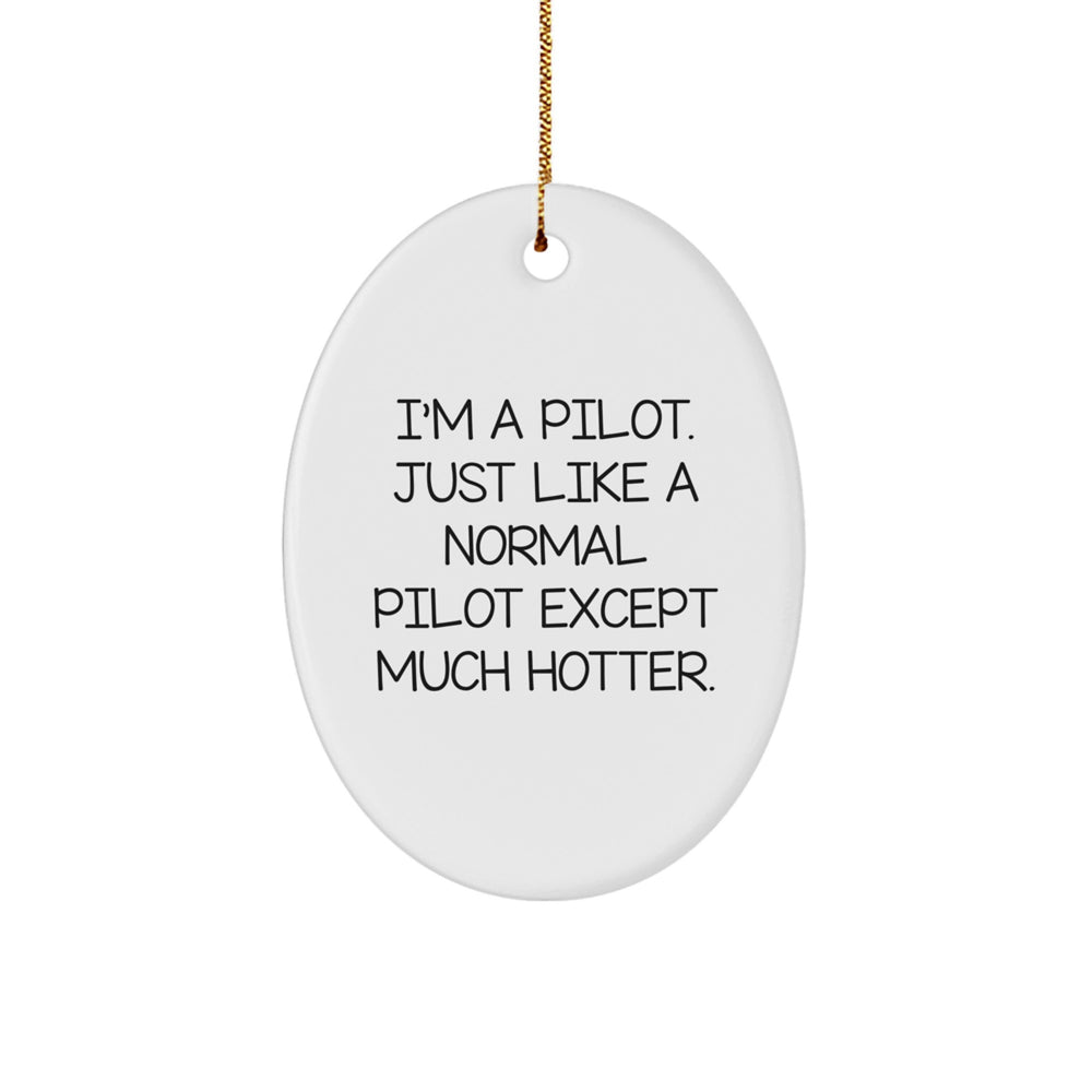 Pilot Gifts from Friends - Oval Ornament for Christmas - 'I'm a Pilot' Quote - Image 1