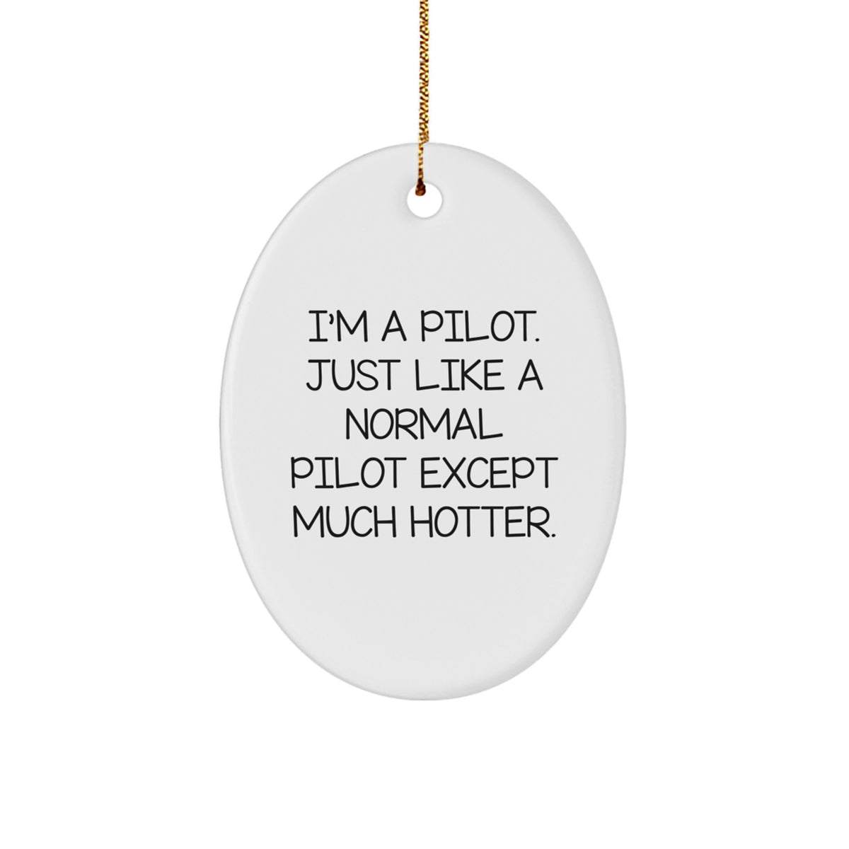 Pilot Gifts from Friends - Oval Ornament for Christmas - 'I'm a Pilot' Quote - Image 1