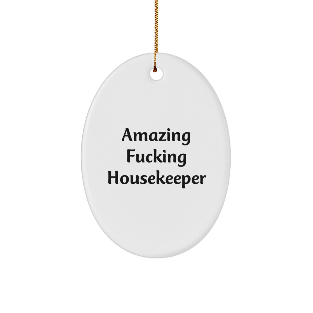 Funny Housekeeper Gifts from Friends for Amazing Housekeepers this Christmas - Oval Ornament - Image 1