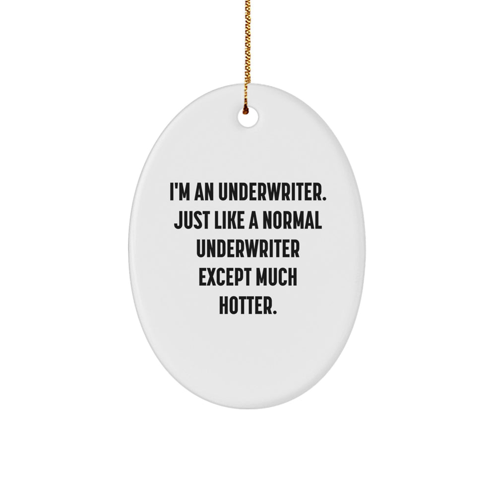 Funny Underwriter Gifts - Oval Ornament with 'I'm An Underwriter. Just Like A Normal Underwriter Except Much Hotter.' Quote - Gifts from Friends to Underwriter - Image 1