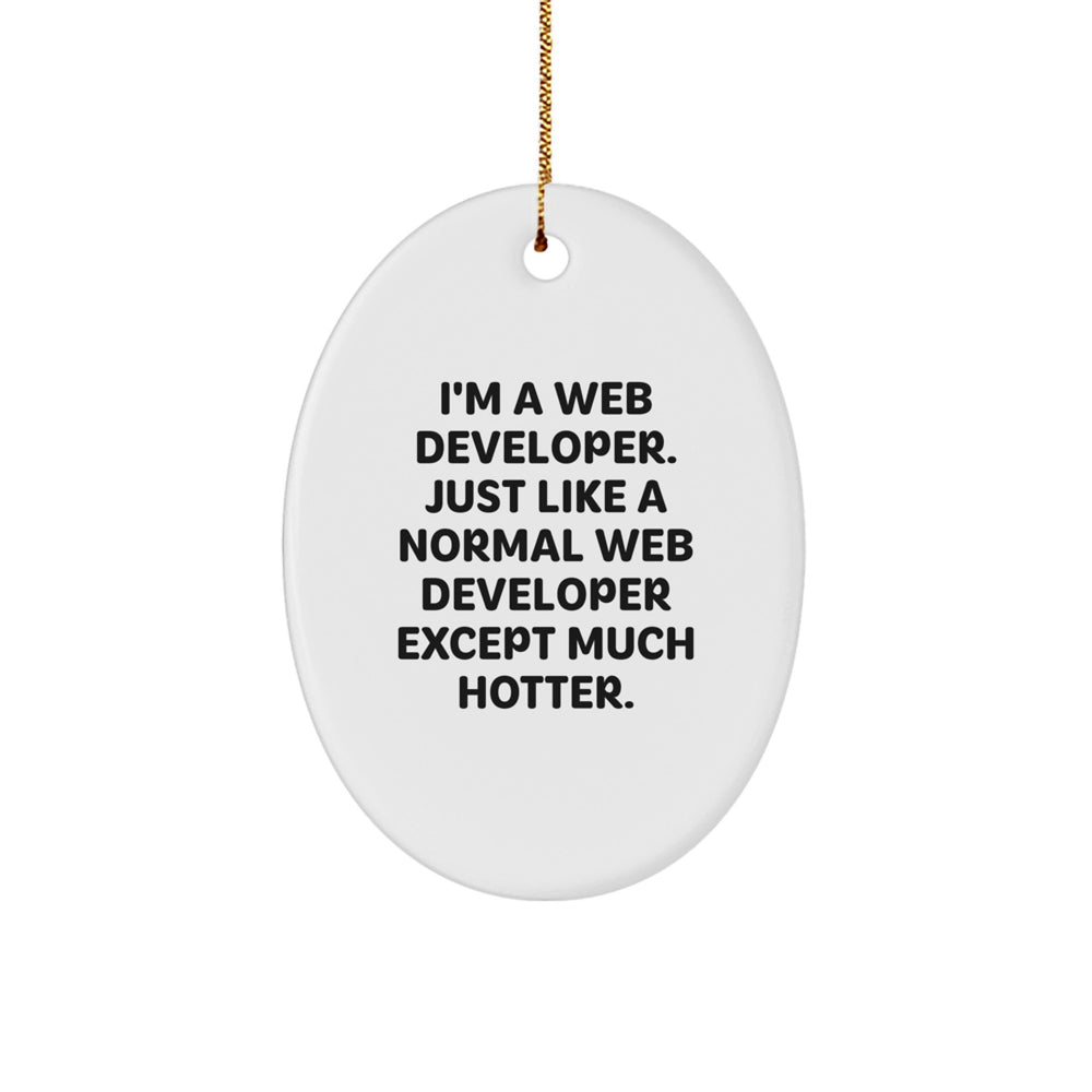 Funny Web Developer Oval Ornament Gifts for Men from Family, 'I'm A Web Developer. Just Like A Normal Web Developer Except Much Hotter.' Christmas Unique Gifts - Image 1