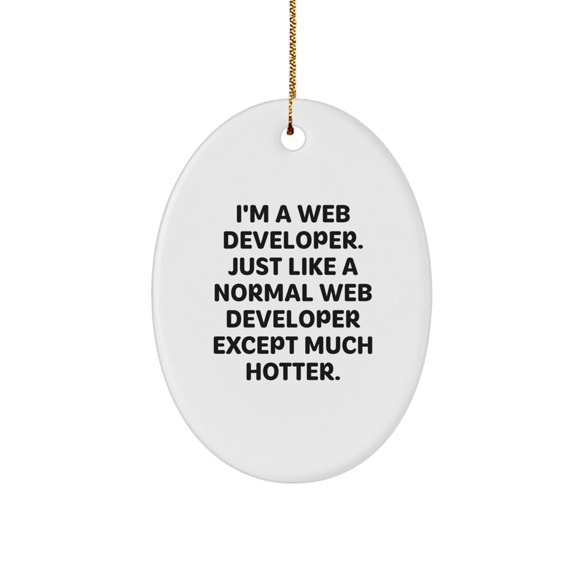 Funny Web Developer Oval Ornament Gifts for Men from Family, 'I'm A Web Developer. Just Like A Normal Web Developer Except Much Hotter.' Christmas Unique Gifts - Image 1