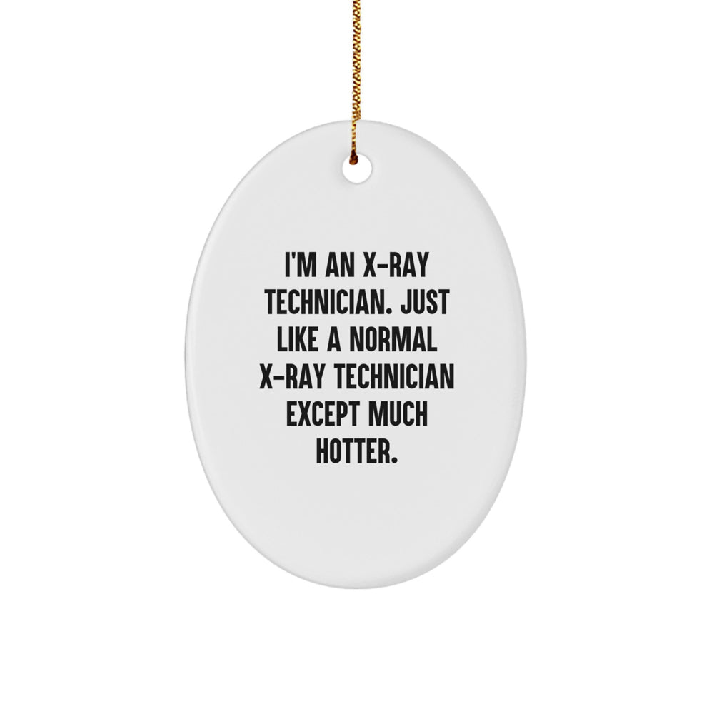 Funny X-Ray Technician Gifts, Oval Ornament, 'I'm An X-ray Technician. Just Like A Normal X-ray Technician Except Much Hotter.' Christmas Unique Gifts for Men Women Friends Coworkers Family - Image 1