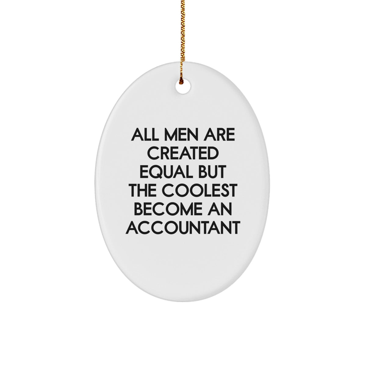 Funny Accountant Gifts from Men to Friends - Oval Ornament with 'All Men Are Created Equal But The Coolest Become An Accountant' - Christmas Unique Gifts - Image 1