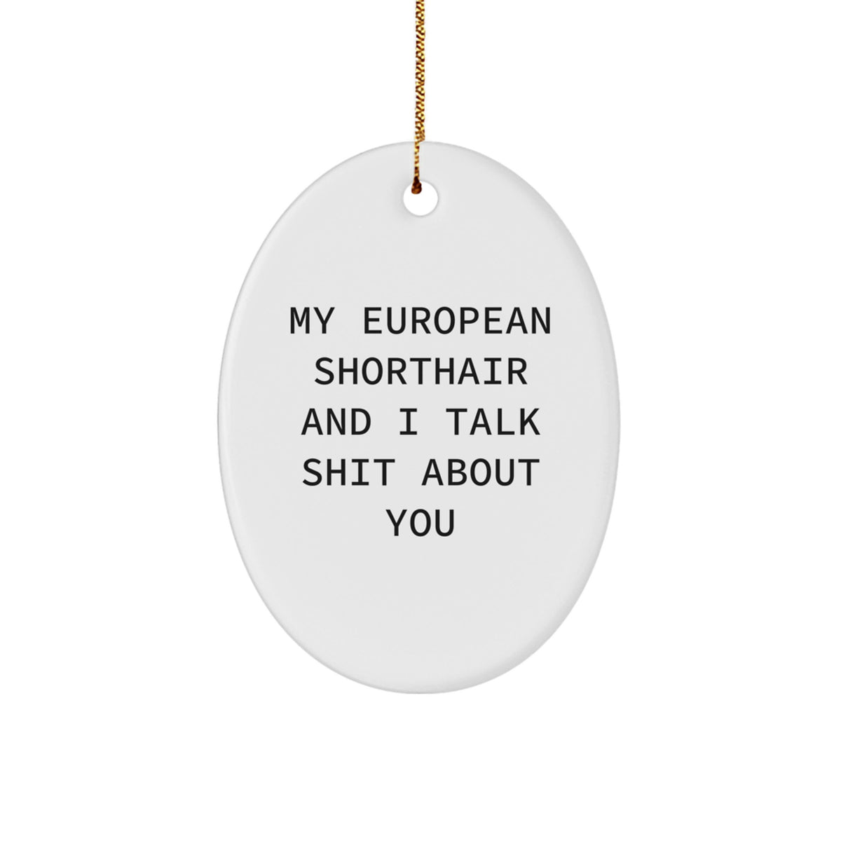 European Shorthair Cat Oval Ornament Funny Quote Gifts from Friends for Christmas - Image 1