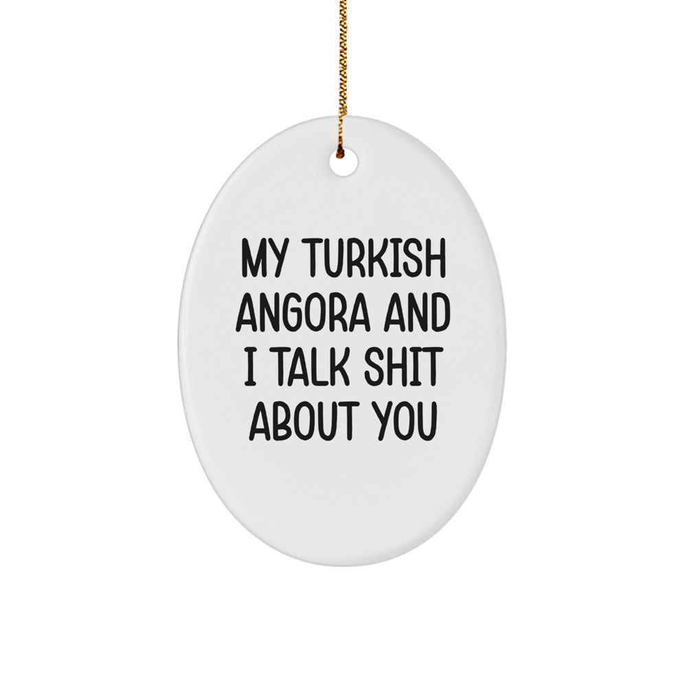 Turkish Angora Cat Oval Ornament Funny Quote Gifts for Friends from Men, Unique Christmas Decorations - Image 1