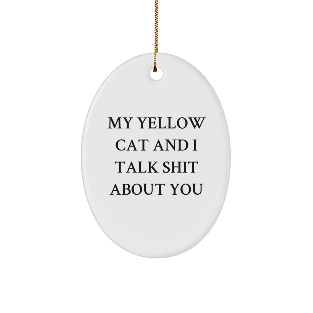 Funny Yellow Cat Oval Ornament Gifts from Friends to Family Christmas Unique Presents - Image 1