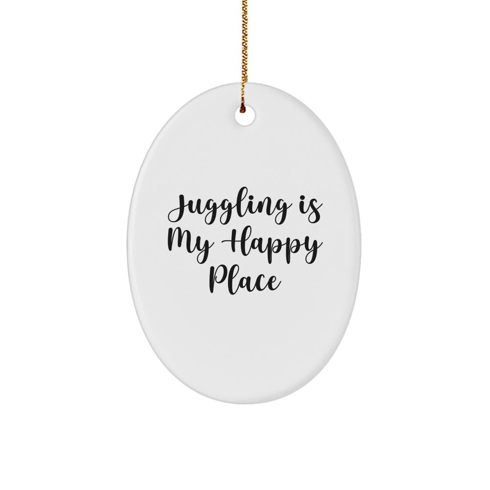 Juggling Lover's Christmas Unique Gift for Juggling Enthusiasts - Funny Juggling Oval Ornament with Gold Cord for Juggling Friends and Family - Image 1