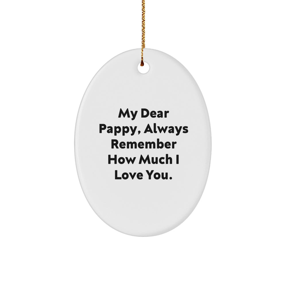 Funny Gifts for Pappy, Oval Ornament with 'My Dear Pappy, Always Remember How Much I Love You.' Quote, Christmas Unique Gifts from Friends and Family - Image 1