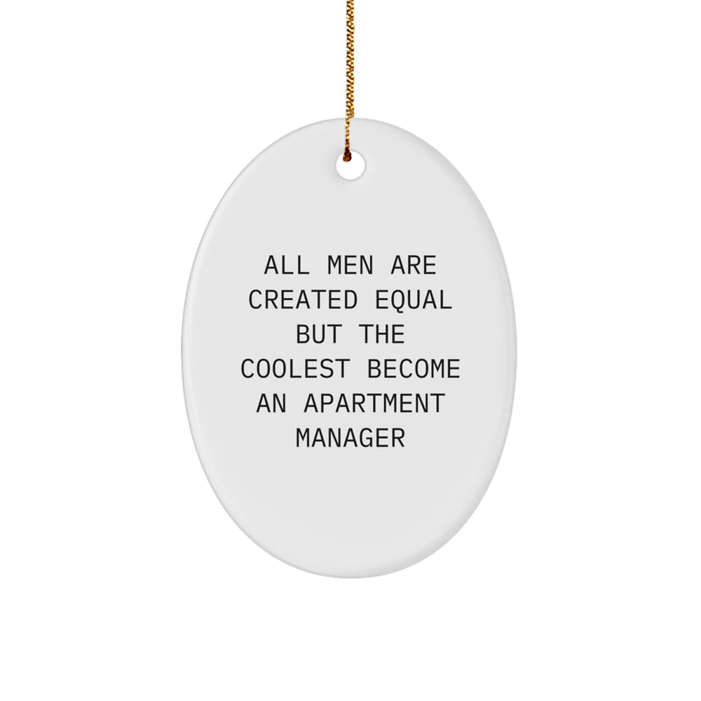 Funny Apartment Manager Gifts for Men, Oval Ornament with Quote - Gifts from Men for Apartment Manager Friends, Unique Christmas Unique Gifts - Image 1