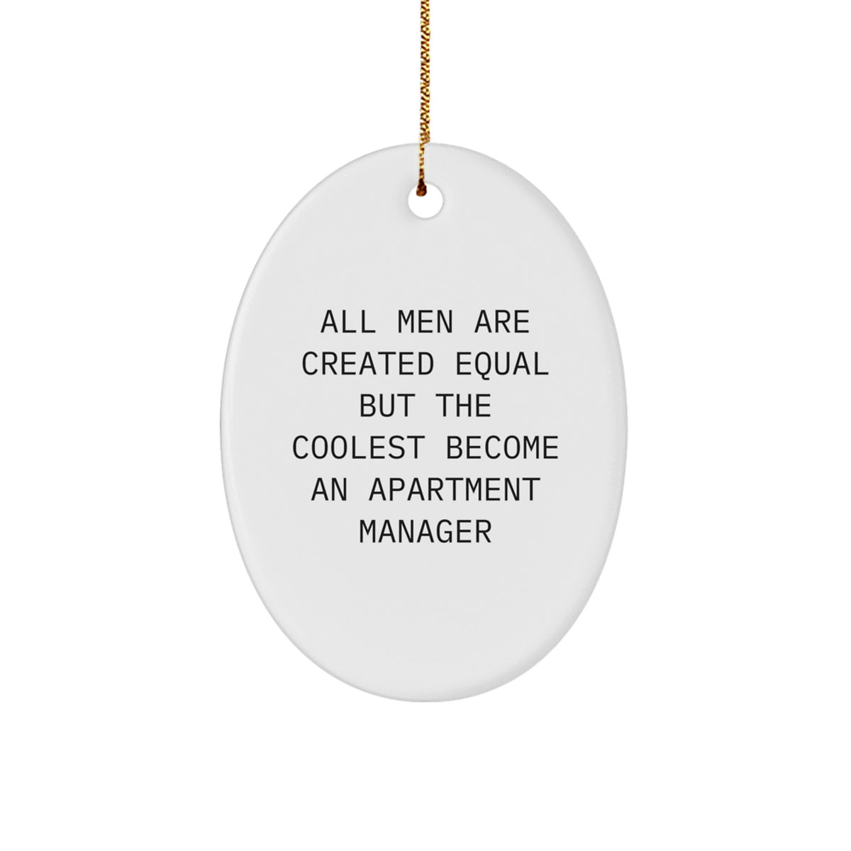 Funny Apartment Manager Gifts for Men, Oval Ornament with Quote - Gifts from Men for Apartment Manager Friends, Unique Christmas Unique Gifts - Image 1