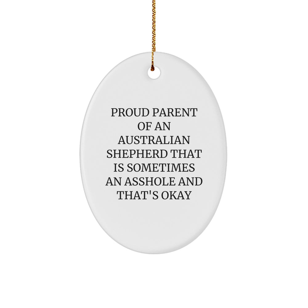 Gifts from Men to Proud Australian Shepherd Dog Owners - 'Sometimes an Asshole' Oval Ornament, Christmas Unique Inspirational - Image 1