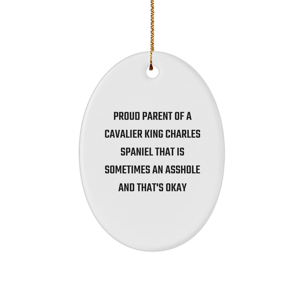 Cavalier King Charles Spaniel Dog Gifts for Men, Women, Family, Friends - 'Proud Parent' Oval Ornament for Christmas Unique Gifts - Image 1