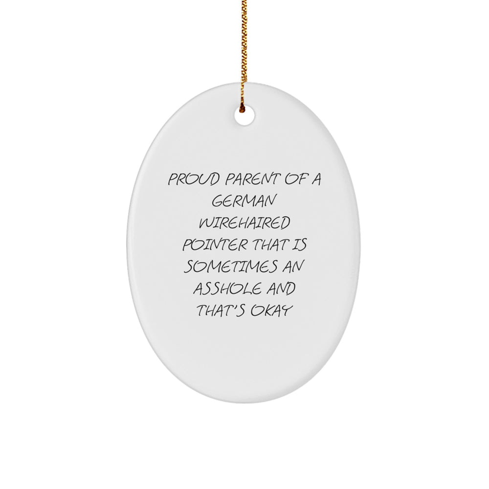 Funny German Wirehaired Pointer Dog Gifts White Oval Ornament for Christmas Unique Presents from Friends and Family - Image 1