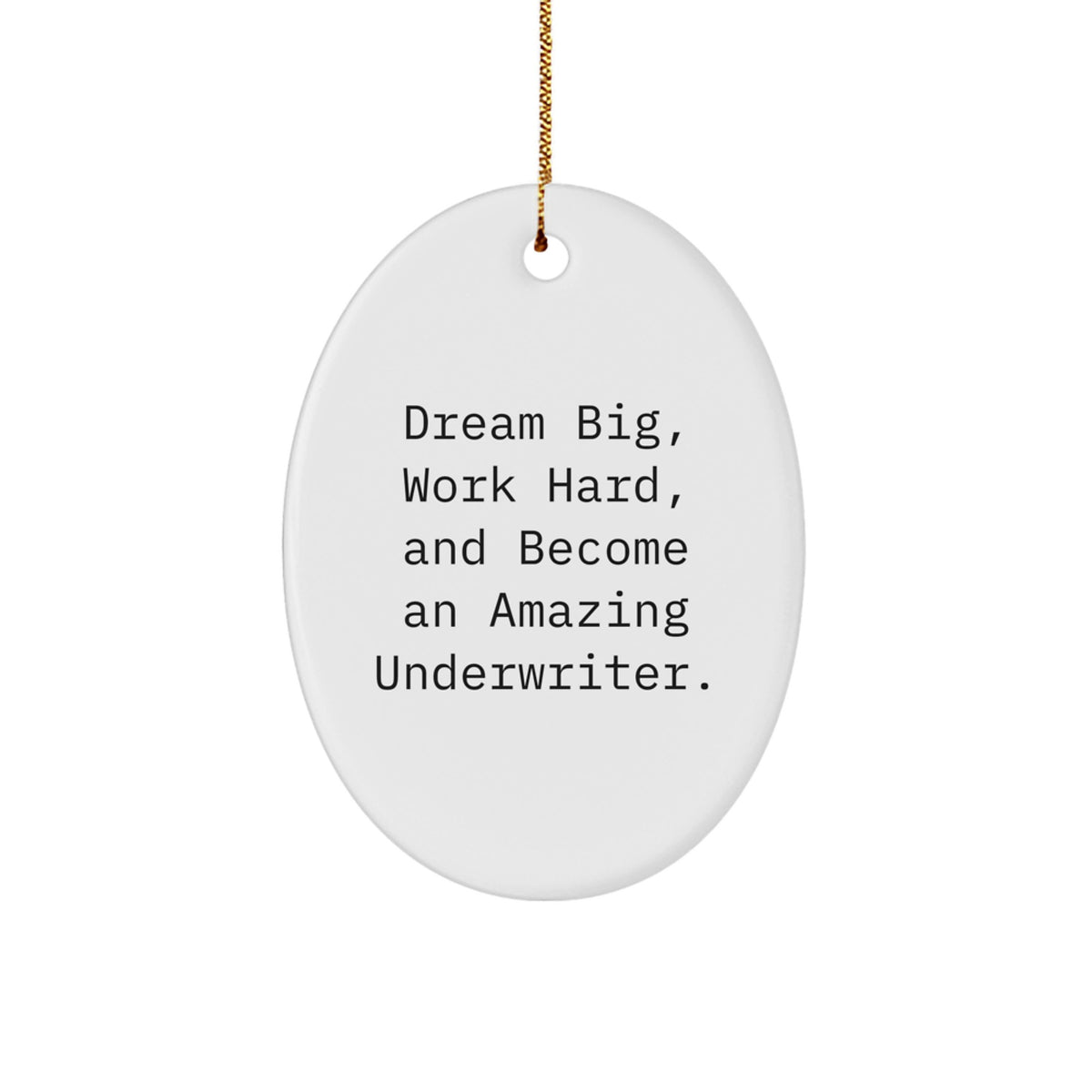 Funny Underwriter Gifts for Men - Oval Ornament with 'Dream Big, Work Hard, And Become An Amazing Underwriter.' Quote - Christmas Unique Gifts from Family - Image 1