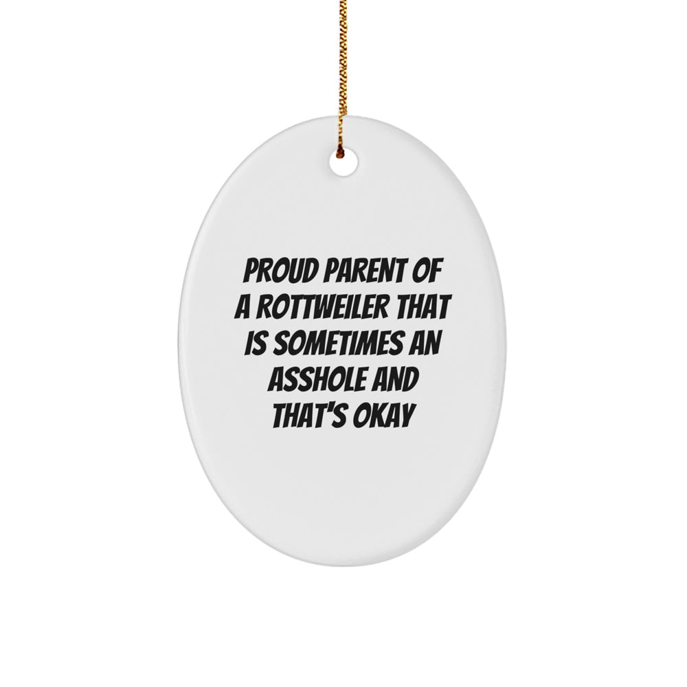 Rottweiler Dog Lovers Christmas Unique Gifts from Friends for Proud Parents with Oval Ornament Humor - Image 1