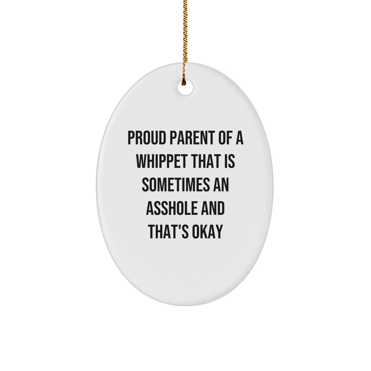 Funny Whippet Dog Gifts from Family for Whippet Lovers - Oval Ornament Christmas Unique - Image 1