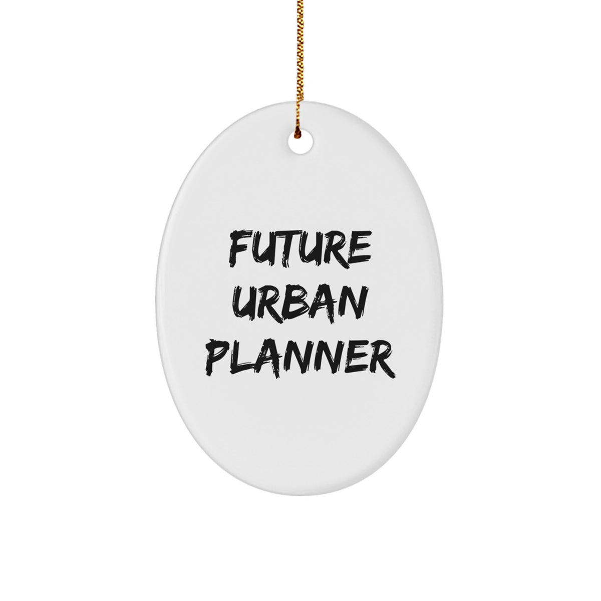 Funny Future Urban Planner Oval Ornament Gifts from Men to Urban Planner Friends, Unique Christmas Decorations for Home Office, Oval Shaped White MDF Material with Gold Cord - Image 1