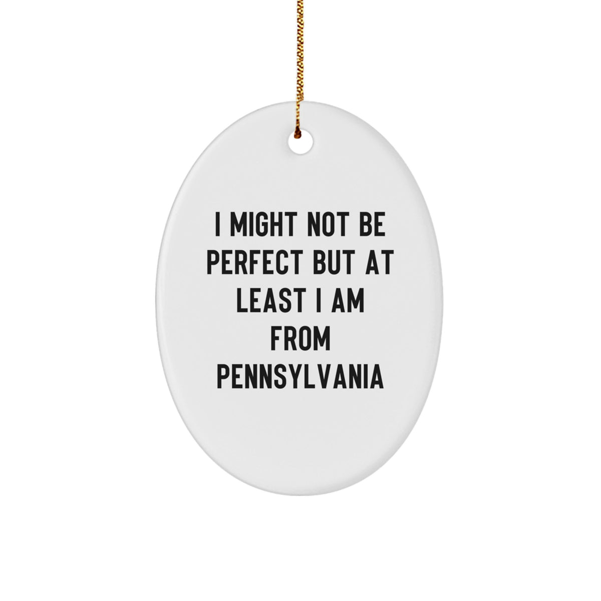 Pennsylvania State of Mind Oval Ornament, Funny Gifts from Friends to Family, I Might Not Be Perfect, Christmas Unique Presents - Image 1