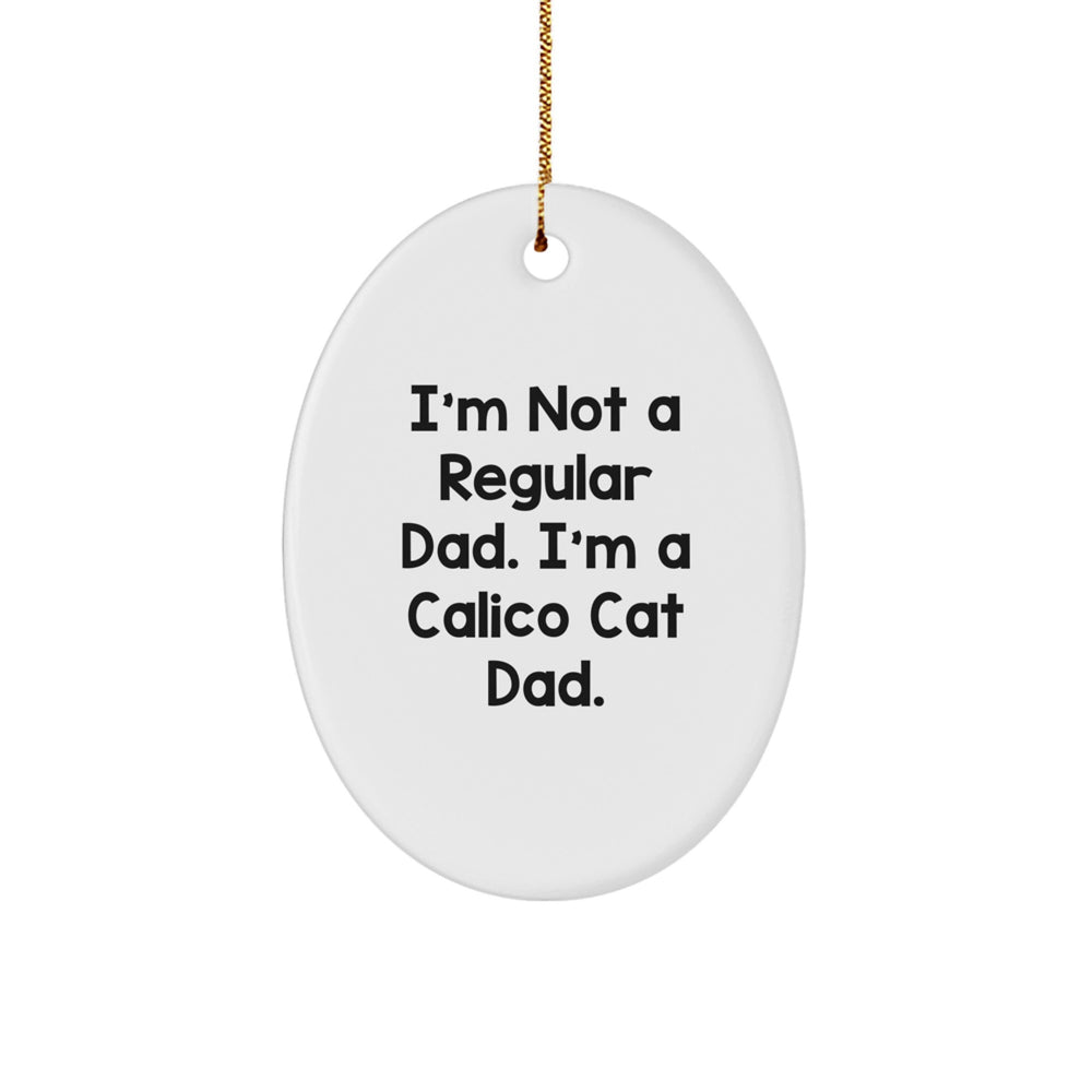Calico Cat Gifts for Men Funny Dad Christmas Oval Ornament Gifts from Mom to Son - Image 1
