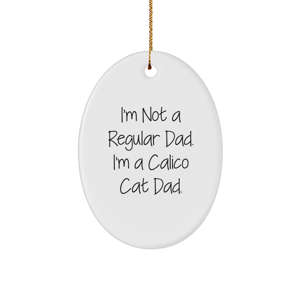 Unique Calico Cat Oval Ornaments for Calico Cat Dad Funny Quote Gifts from Men to Calico Cat Lover Dad for Christmas Unique Gifts - Image 1