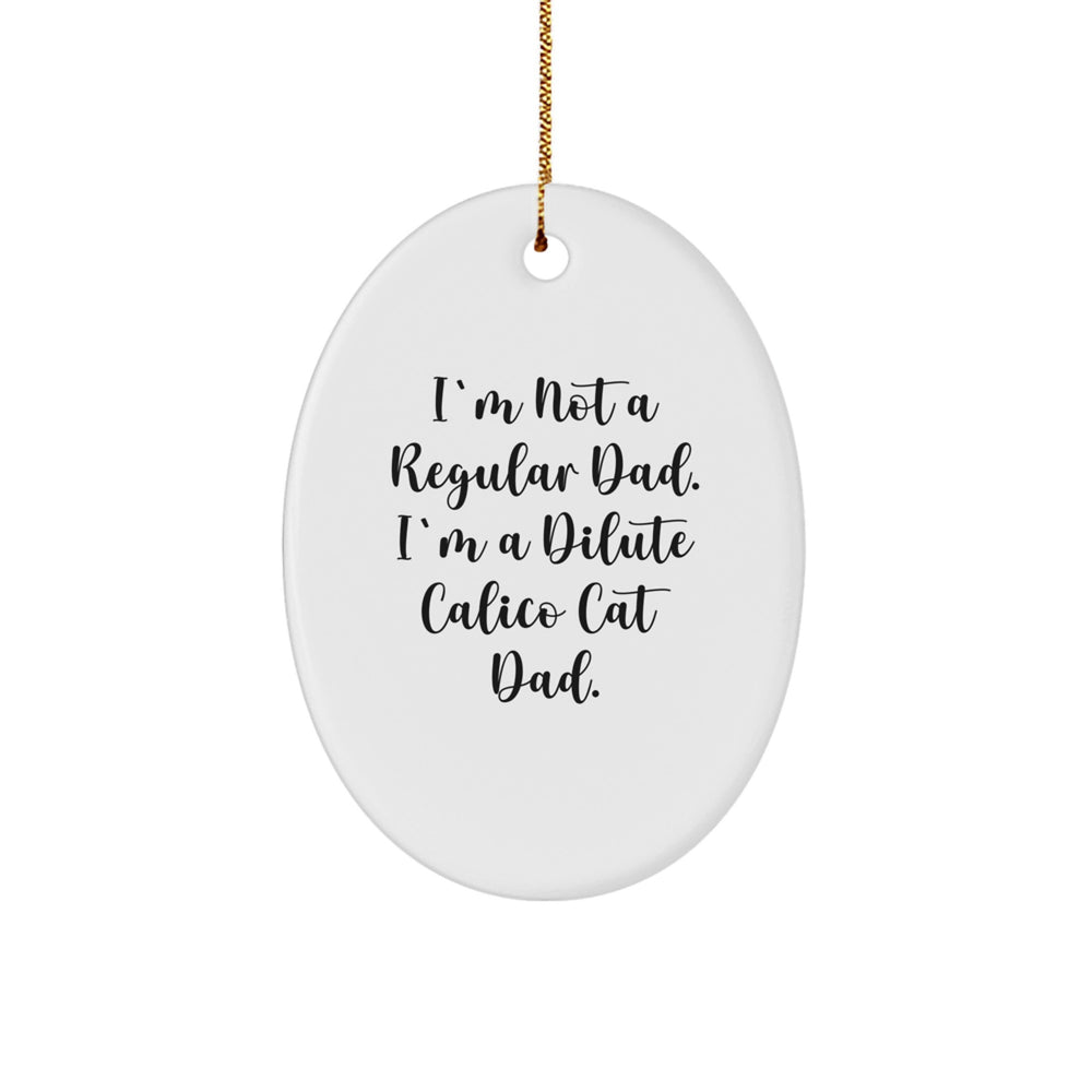 Dilute Calico Cat Dad Funny Christmas Unique Gift for Him Oval Ornament - Image 1