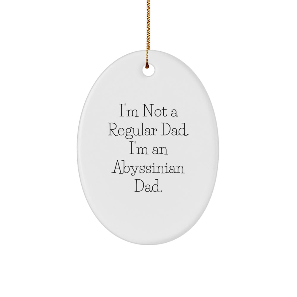 Funny Abyssinian Cat Dad Gifts for Men, Oval Ornament with 'I'm Not A Regular Dad. I'm An Abyssinian Dad.' Quote, Christmas Unique Presents - Image 1