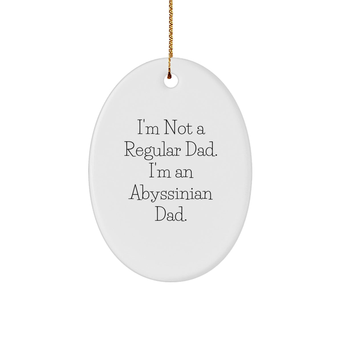 Funny Abyssinian Cat Dad Gifts for Men, Oval Ornament with 'I'm Not A Regular Dad. I'm An Abyssinian Dad.' Quote, Christmas Unique Presents - Image 1