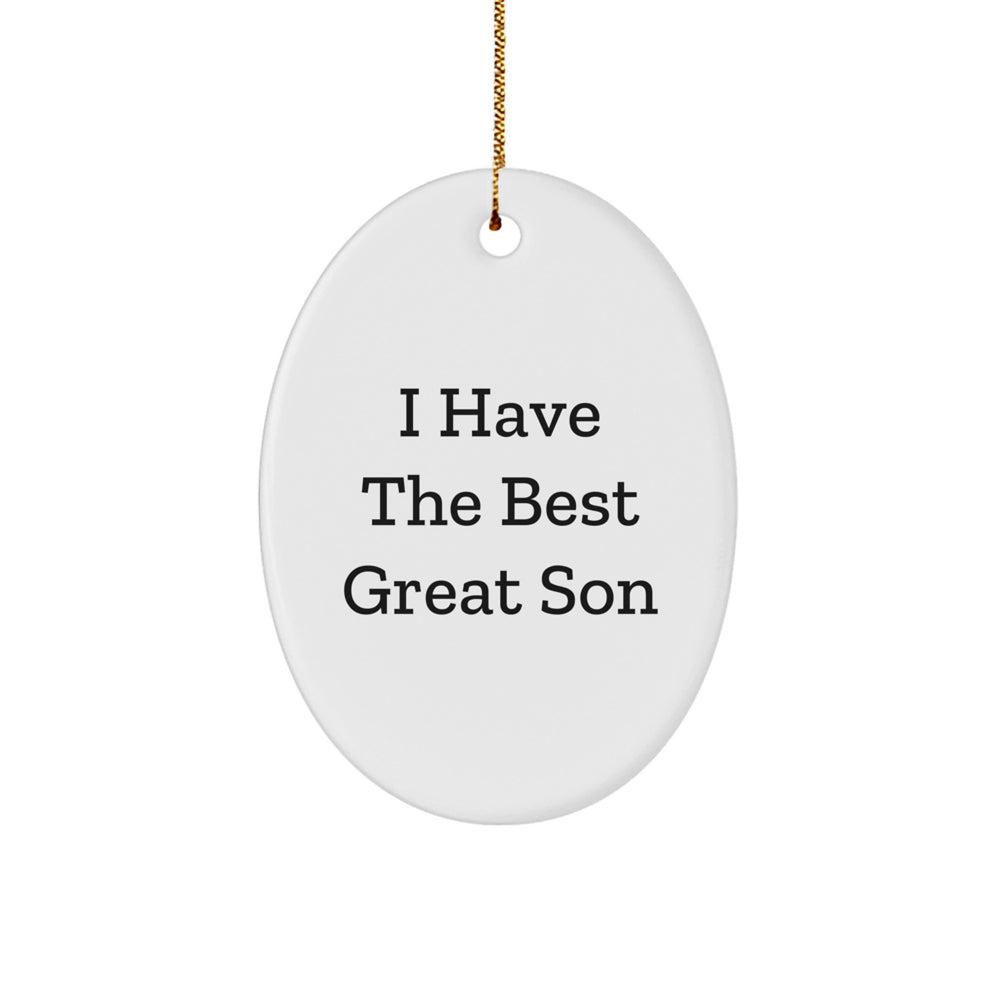 Funny Son Gifts from Mom, I Have The Best Great Son Oval Ornament for Christmas - Image 1