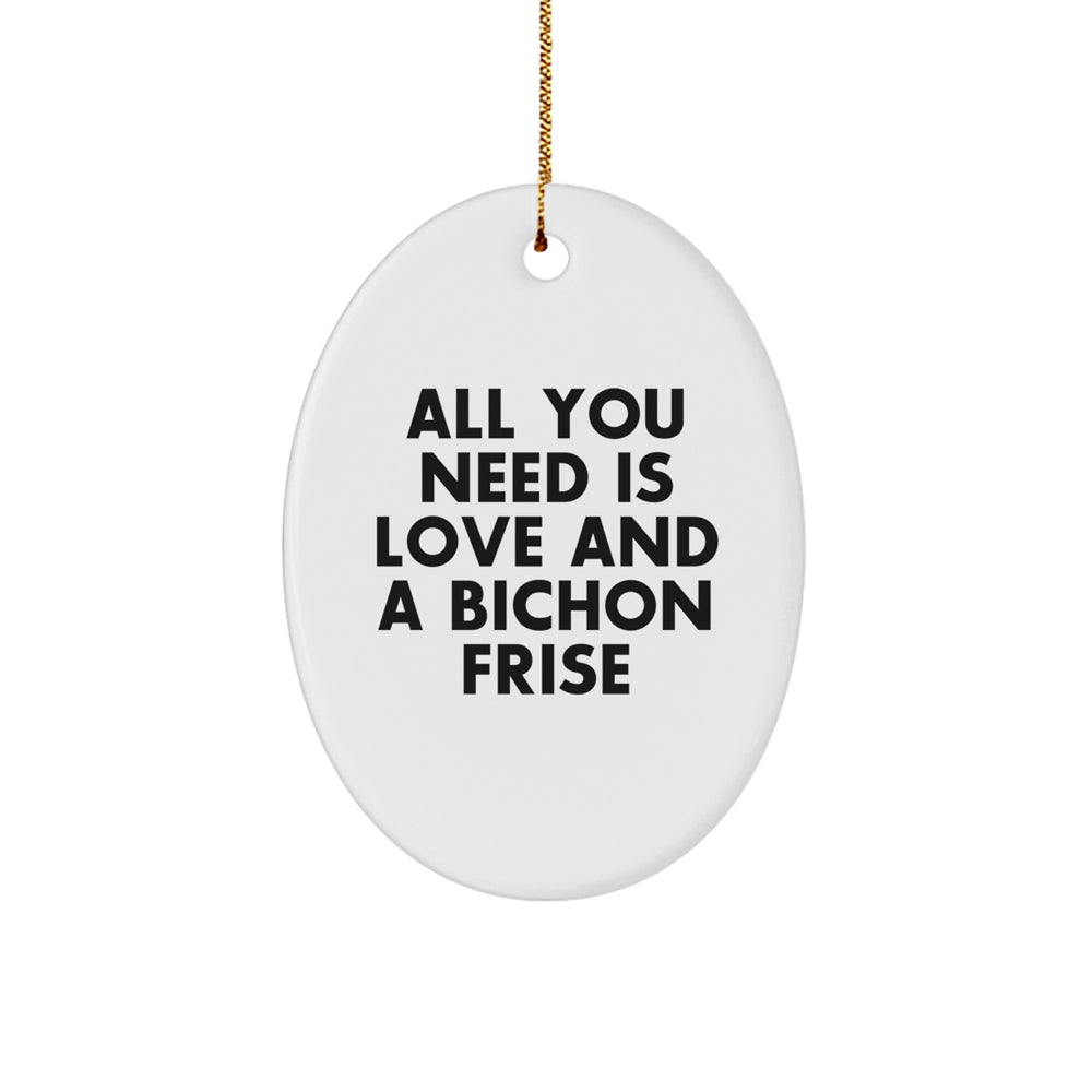 Funny Bichon Frise Dog Oval Ornament Gifts from Friends to Family for Christmas Unique Decorations - Image 1