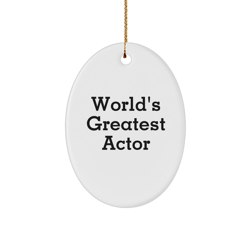 Funny World's Greatest Actor Gifts for Men Christmas Oval Ornament from Friends - Image 1